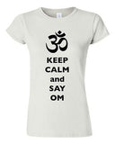 Junior Keep Calm And Say Om Yoga Hindu Sanskrit Symbol Religion DT T-Shirt Tee