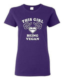 Ladies This Girl Loves Being A Vegan Vegetarian Vegetables Lover T-Shirt Tee