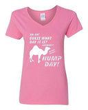 V-Neck Ladies Guess What Day Is It? Hump Day Whoo Whoo Funny Humor T-Shirt Tee