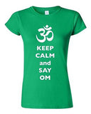 Junior Keep Calm And Say Om Yoga Hindu Sanskrit Symbol Religion DT T-Shirt Tee