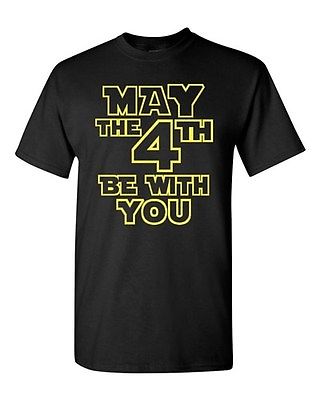 Adult Black May The 4th Be With You Forth Force Dark Side Funny T-Shirt Tee