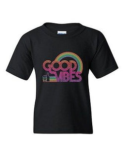 Good Vibes 70's Rainbow Retro BeanePod Artworks Art Funny Youth Kids T-Shirt Tee