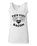 Junior This Girl Loves Bacon Funny Humor Favorite Cured Meat Graphic Tank Top