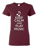 Ladies Keep Calm And Play Music Musician Choir Band Notes Sound Fun T-Shirt Tee
