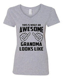 V-Neck Ladies This Is What An Awesome Grandma Looks Like Funny Gift T-Shirt Tee