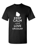 Keep Calm And Love Uruguay Country Novelty Statement Graphic Adult T-Shirt Tee