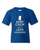 Keep Calm And Love Mississippi State Novelty Statement Youth Kids T-Shirt Tee