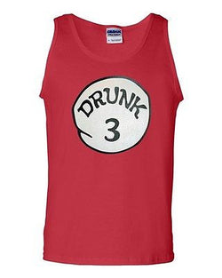 Drunk 3 Three Funny Costume Novelty Statement Graphics Adult Tank Top