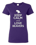 Ladies Keep Calm And Love Beaver Rodents Animal Lover Wild Funny T-Shirt Tee