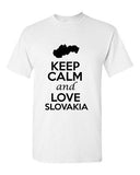 Keep Calm And Love Slovakia Country Novelty Statement Graphic Adult T-Shirt Tee