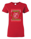 Ladies Merry Pitmas Dog Pitbull Dog Animals Ugly Christmas Funny DT T-Shirt Tee