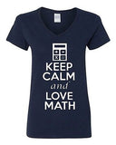 V-Neck Ladies Keep Calm And Love Math Love Mathematics School Funny T-Shirt Tee