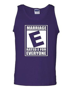 Rated E Marriage Is For Everyone Novelty Statement Graphics Adult Tank Top