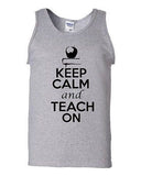 Keep Calm And Stay Teach On Humor Novelty Statement Graphics Adult Tank Top