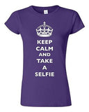 Junior Keep Calm And Take A Selfie Crown Queen Camera Photo Funny DT T-Shirt Tee