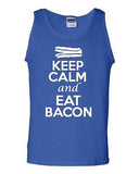 Keep Calm And Eat Bacon Breakfast Novelty Statement Graphics Adult Tank Top