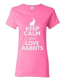 Ladies Keep Calm And Love Rabbits Bunny Pet Animal Lover Funny T-Shirt Tee