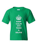 Keep Calm And Take A Selfie Crown King Camera Funny DT Youth Kids T-Shirt Tee