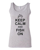 Junior Keep Calm And Fish On Water Fishing Novelty Statement Tank Top