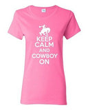 Ladies Keep Calm And Cowboy On Rancher Horse Horseback Vaquero T-Shirt Tee