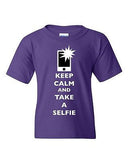 Keep Calm And Take A Selfie Flash Phone Camera Picture DT Youth Kids T-Shirt Tee