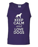 Keep Calm And Love Dogs Pet Humor Novelty Statement Graphics Adult Tank Top