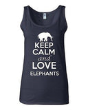 Junior Keep Calm And Love Elephants Animal Lover Graphic Sleeveless Tank Tops