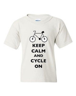 Keep Calm And Cycle On Cycling Bike Bicycle Ride Funny DT Youth Kids T-Shirt Tee