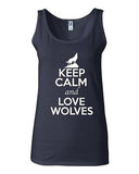 Junior Keep Calm And Love Wolves Timberwolf Animal Lover Sleeveless Tank Tops