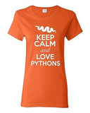 Ladies Keep Calm And Love Pythons Snake Animal Lover Wild Funny T-Shirt Tee