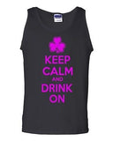 Keep Calm And Drink On Beverages Humor Novelty Statement Graphics Adult Tank Top