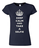 Junior Keep Calm And Take A Selfie Crown Queen Camera Photo Funny DT T-Shirt Tee