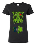 Ladies Skeleton Baby Frankenstein Halloween Heart Horror Funny DT T-Shirt Tee