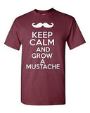 Keep Calm And Grow A Mustache Funny Novelty Statement Graphics Adult T-Shirt Tee