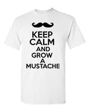 Keep Calm And Grow A Mustache Funny Novelty Statement Graphics Adult T-Shirt Tee