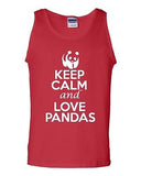 Keep Calm And Love Pandas Cute Humor Novelty Statement Graphics Adult Tank Top