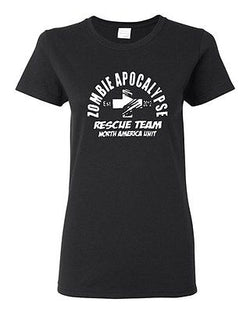 Ladies 2012 Zombie Apocalypse Rescue Team Horror North America Funny T-Shirt Tee