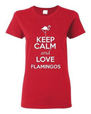 Ladies Keep Calm And Love Flamingos Birds Animal Lover Wild Funny T-Shirt Tee