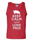 Keep Calm And Love Pigs Boar Humor Novelty Statement Graphics Adult Tank Top