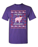 Merry Pigmas Pig Pet Ugly Christmas Hat Gift Funny Humor DT Adult T-Shirt Tee