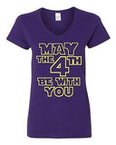 V-Neck Ladies May The 4th Be With You Movie Force TV Funny Parody T-Shirt Tee