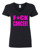 V-Neck Ladies Fck Cancer Sucks Survivor Fight Awareness Funny T-Shirt Tee