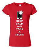Junior Keep Calm And Take A Selfie Flash Phone Camera Pics Funny DT T-Shirt Tee