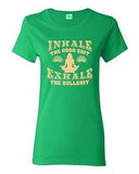 Ladies Inhale The Good Sh*t Exhale The Bullsh*t Yoga Hatha Funny DT T-Shirt Tee