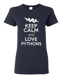 Ladies Keep Calm And Love Pythons Snake Animal Lover Wild Funny T-Shirt Tee