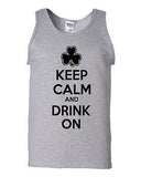 Keep Calm And Drink On Beverages Humor Novelty Statement Graphics Adult Tank Top