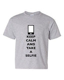 Keep Calm And Take A Selfie Phone Camera Picture Funny DT Youth Kids T-Shirt Tee