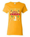 Ladies Merry Christmas Hunting Hunt Dog Animals Ugly Christmas DT T-Shirt Tee