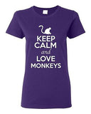 Ladies Keep Calm And Love Monkeys Ape Animal Lover Wild Funny T-Shirt Tee