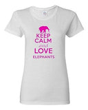 Ladies Keep Calm and Love Elephants Tusk Animal Lover Elephant Lover T-Shirt Tee